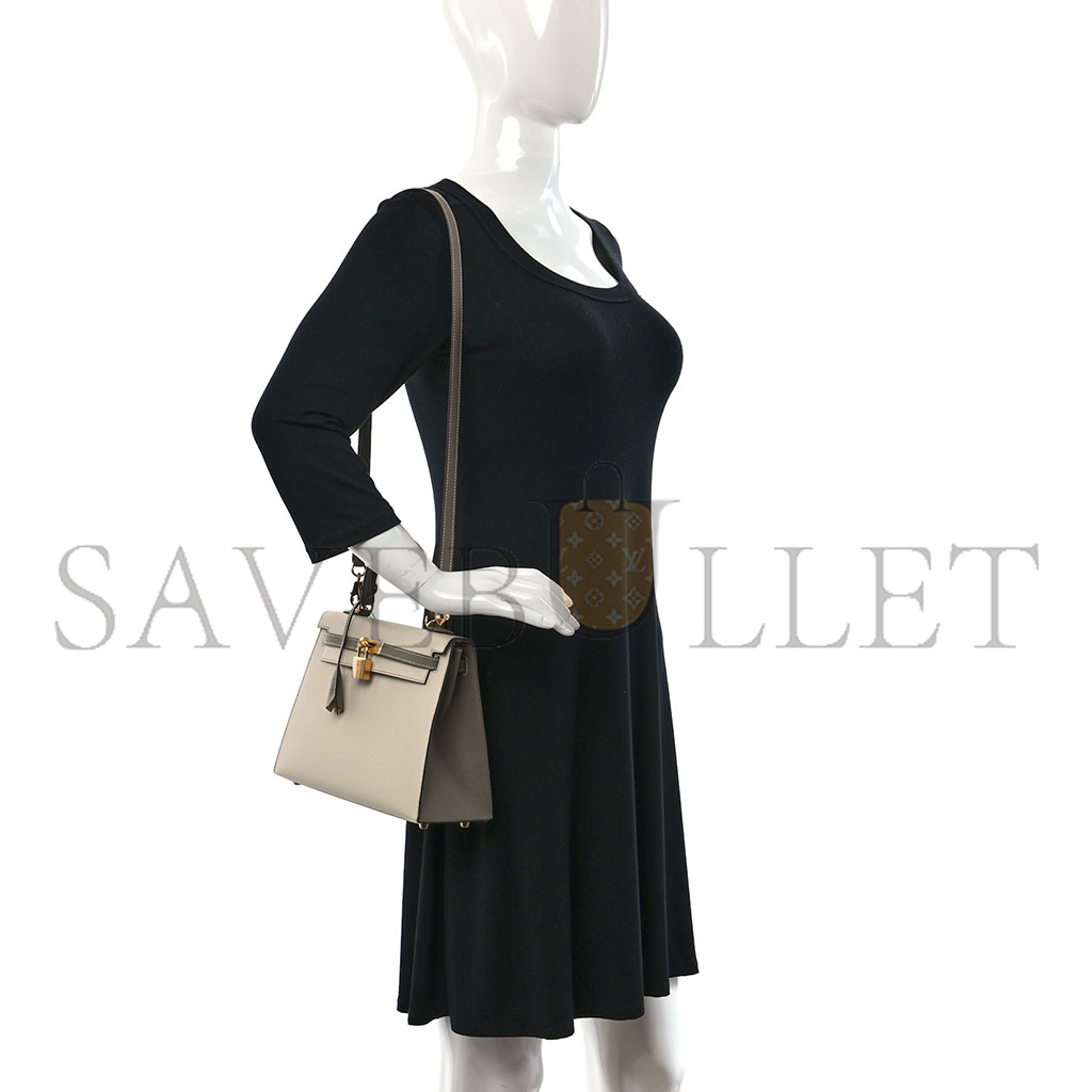 H**mes master epsom kelly 25 milkshake white with elephant gray (25*17*7cm)